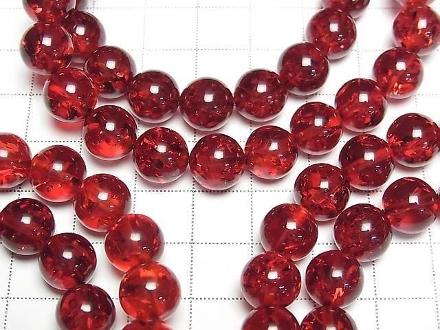 [Video] Cracked Red Amber Round 10mm Bracelet