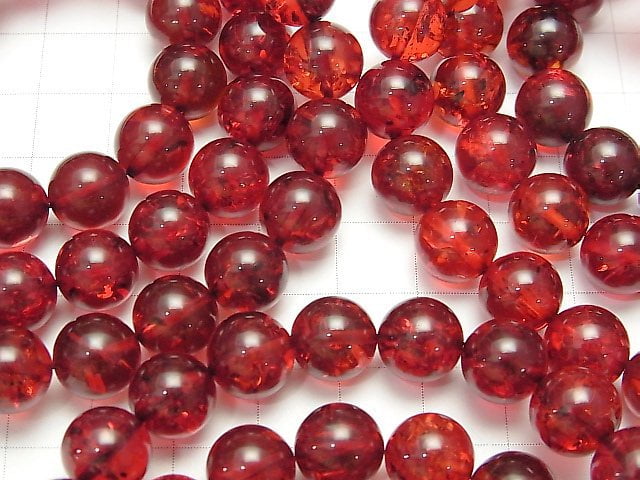 [Video] Cracked Red Amber Round 10mm Bracelet