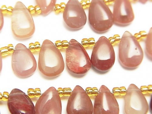 [Video]High Quality Andesine AAA- Pear shape (Smooth) 1strand beads (aprx.7inch/18cm)