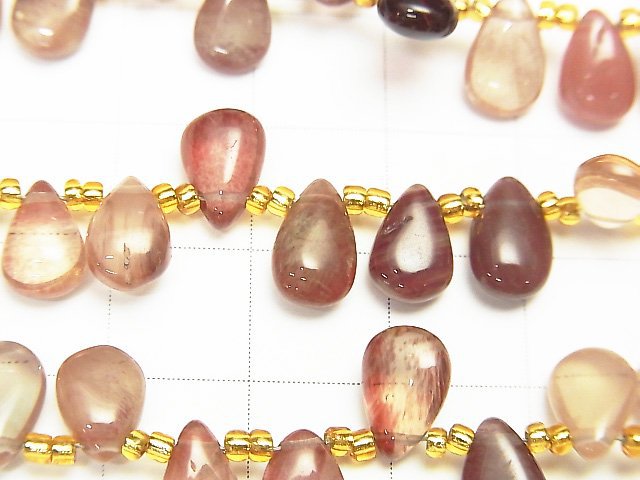 [Video]High Quality Andesine AAA- Pear shape (Smooth) 1strand beads (aprx.7inch/18cm)