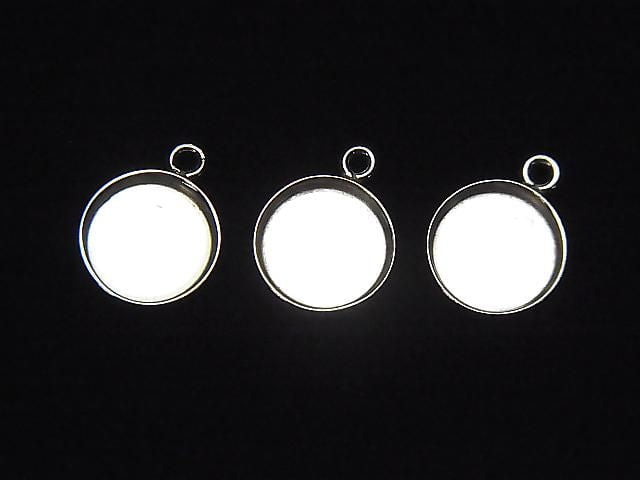 Silver 925 bezel charms, 8mm and 10mm in diameter, 2mm deep, rhodium plated, 2 pieces.