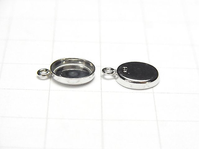 Silver925 Bezel Charm 8mm, 10mm Depth 2mm Rhodium Plated 3pcs