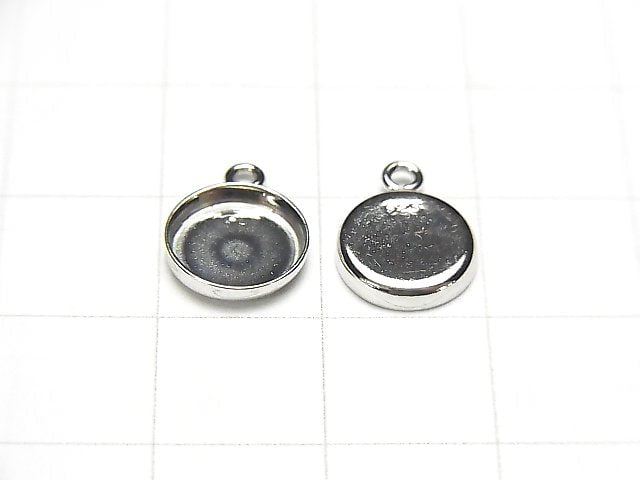 Silver925 Bezel Charm 8mm, 10mm Depth 2mm Rhodium Plated 3pcs