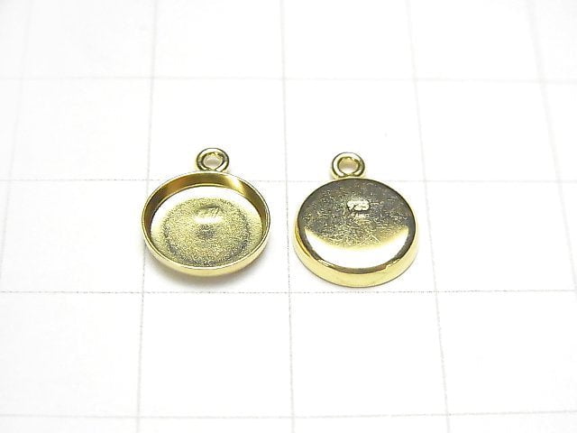 Silver925 Bezel Charm 8mm, 10mm Depth 2mm 18KGP 3pcs