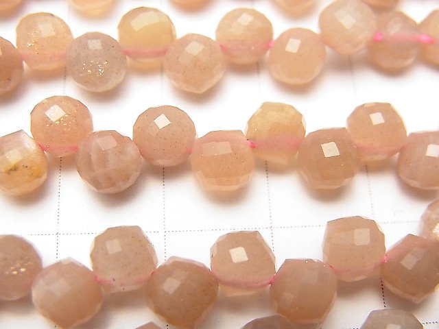 [Video] High Quality! Orange Moonstone AA++ Onion Faceted Briolette 6x6x6mm 1strand beads (aprx.15inch / 37cm)