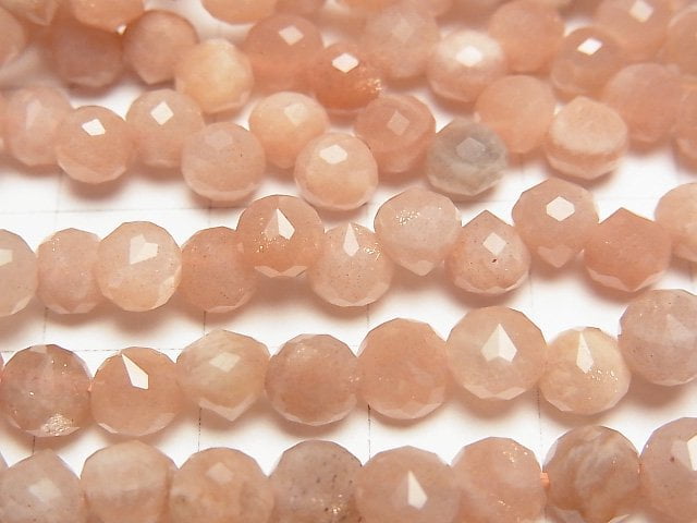 [Video]High Quality! Orange Moonstone AA+ Onion Faceted Briolette 6x6x6mm half or 1strand beads (aprx.15inch/37cm)