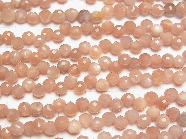 [Video]High Quality! Orange Moonstone AA+ Onion Faceted Briolette 6x6x6mm half or 1strand beads (aprx.15inch/37cm)