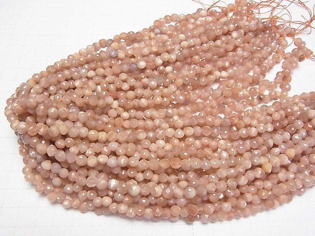 [Video]High Quality! Orange Moonstone AA+ Onion Faceted Briolette 6x6x6mm half or 1strand beads (aprx.15inch/37cm)