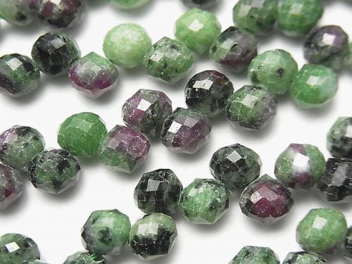 Faceted Briolette, Ruby in Zoisite Gemstone Beads