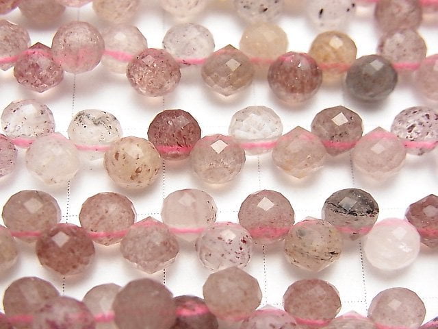 [Video] High Quality! Pink Epidote AA+ Onion Faceted Briolette 6x6x6mm 1strand beads (aprx.15inch / 37cm)