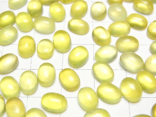 [Video] Yellow Prehnite AA++ Oval Cabochon 8x6mm 1pc