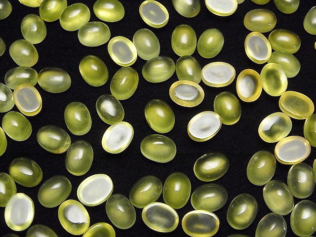 [Video] Yellow Prehnite AA++ Oval Cabochon 8x6mm 1pc