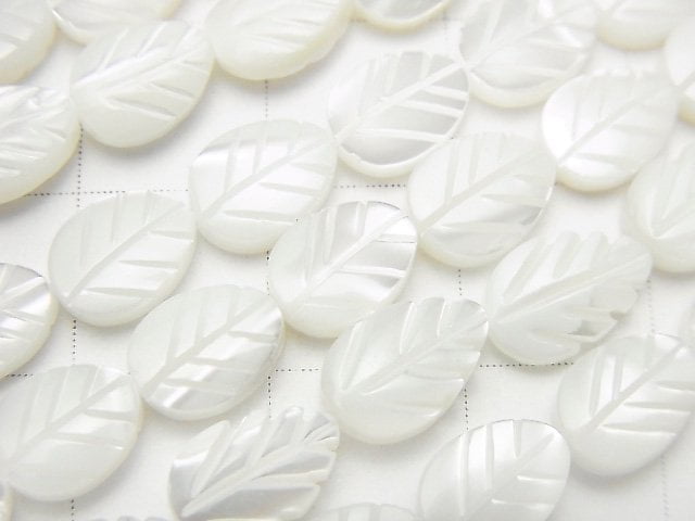 [Video] High Quality White Shell (Silver-lip Oyster) AAA White Leaf 1strand beads (aprx.15inch / 38cm)