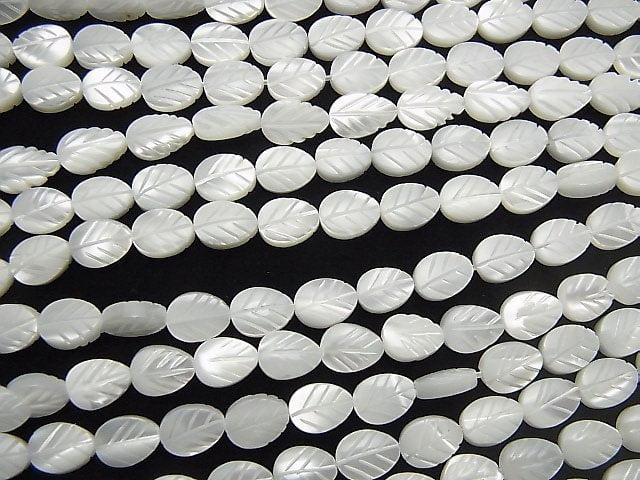 [Video] High Quality White Shell (Silver-lip Oyster) AAA White Leaf 1strand beads (aprx.15inch / 38cm)