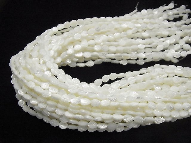 [Video] High Quality White Shell (Silver-lip Oyster) AAA White Leaf 1strand beads (aprx.15inch / 38cm)