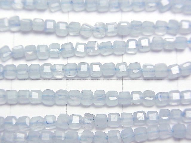 [Video] High Quality! Aquamarine AA++ Cube Shape 2x2x2mm 1strand beads (aprx.15inch/37cm)