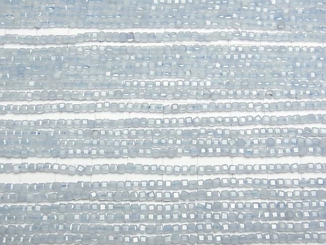 [Video] High Quality! Aquamarine AA++ Cube Shape 2x2x2mm 1strand beads (aprx.15inch/37cm)