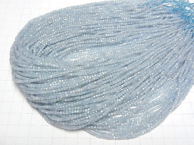 [Video] High Quality! Aquamarine AA++ Cube Shape 2x2x2mm 1strand beads (aprx.15inch/37cm)