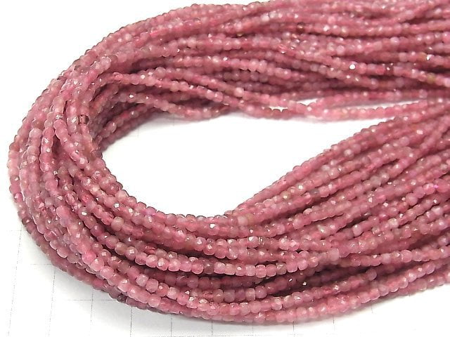 [Video] High Quality! Pink Tourmaline AA++ Cube Shape 2x2x2mm 1strand beads (aprx.15inch / 37cm)