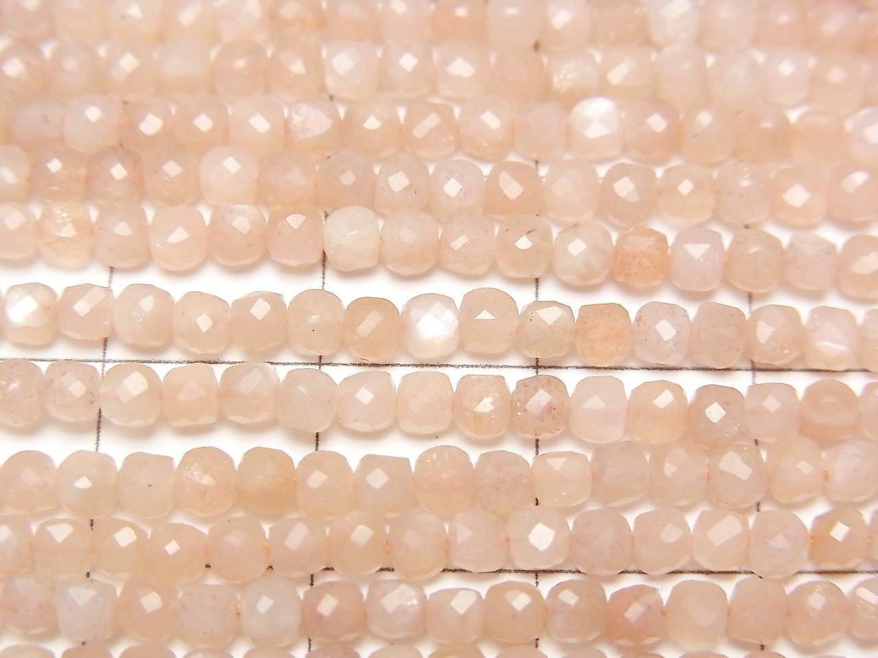 Haute qualité ! Pierre de lune orange AA++ forme cube 2x2x2mm 1 fil de perles (env. 15 pouces / 37 cm)