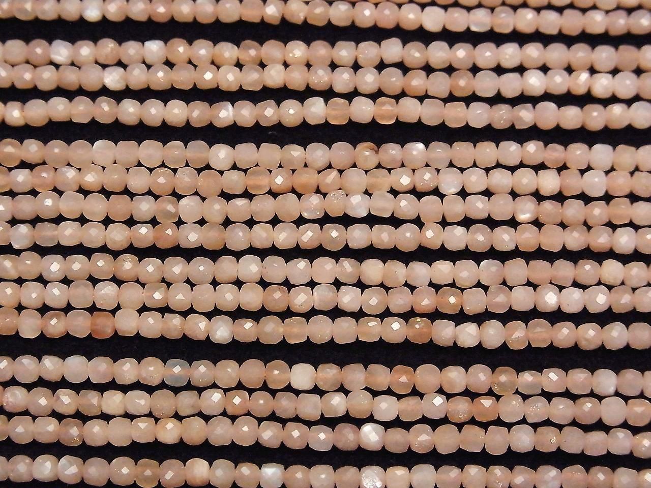 Haute qualité ! Pierre de lune orange AA++ forme cube 2x2x2mm 1 fil de perles (env. 15 pouces / 37 cm)