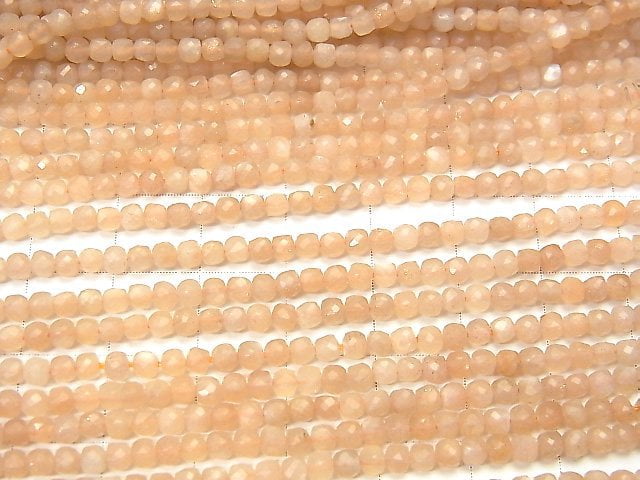 [Video] High Quality! Orange Moonstone AA++ Cube Shape 2x2x2mm 1strand beads (aprx.15inch / 37cm)