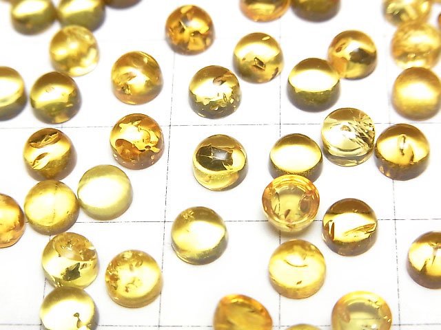 [Video] Yellow color Amber Round Cabochon 5x5mm 10pcs