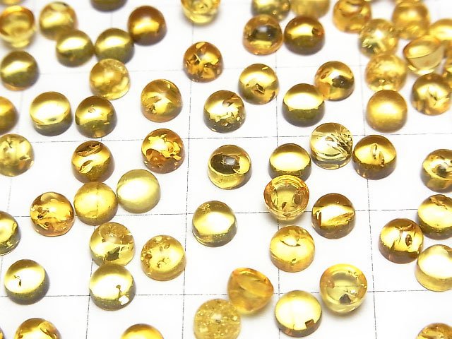 [Video] Yellow color Amber Round Cabochon 5x5mm 10pcs