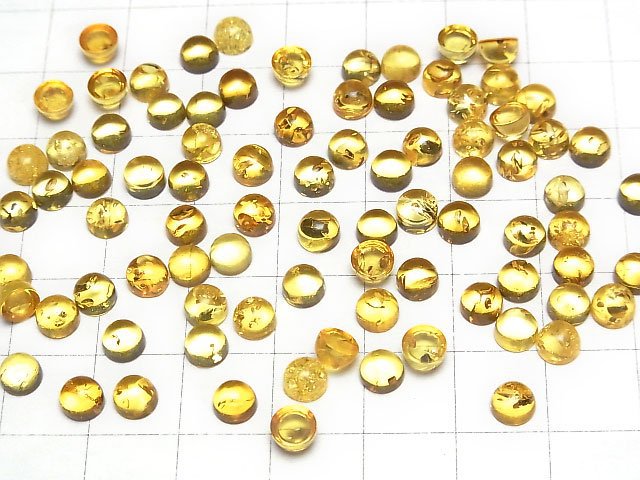 [Video] Yellow color Amber Round Cabochon 5x5mm 10pcs