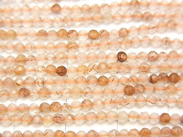 [Video]High Quality! Copper Rutilated Quartz AA++ Faceted Round 2mm 1strand beads (aprx.15inch/37cm)