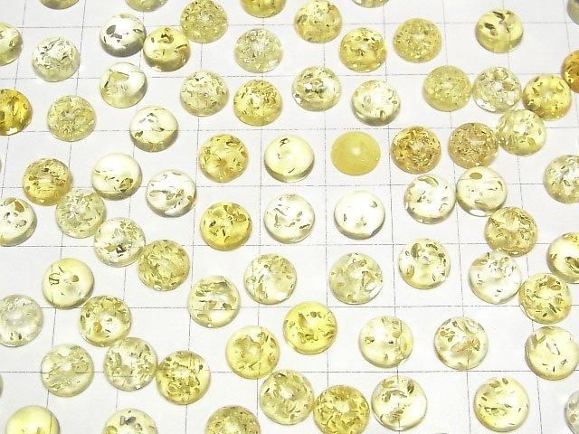 [Video] Cracked Yellow Color Amber Round Cabochon 8x8mm 3pcs
