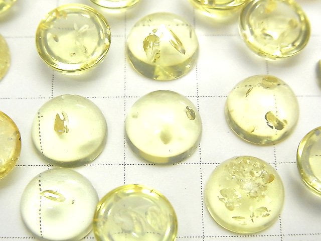 [Video] Cracked yellow color Amber Round Cabochon 10x10mm 2pcs