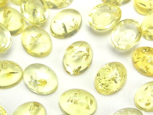 [Video] Cracked yellow color Amber Oval Cabochon 10x8mm 3pcs