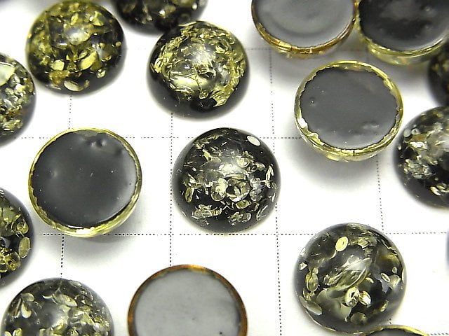 [Video] Cracked black color Amber Round Cabochon 10x10mm 2pcs