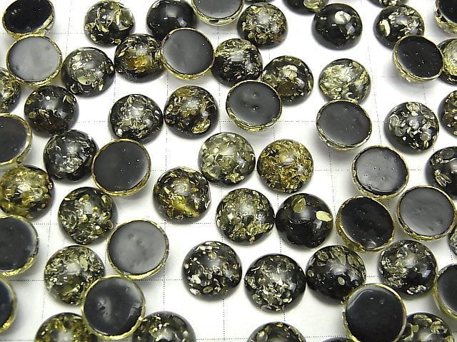 [Video] Cracked black color Amber Round Cabochon 10x10mm 2pcs