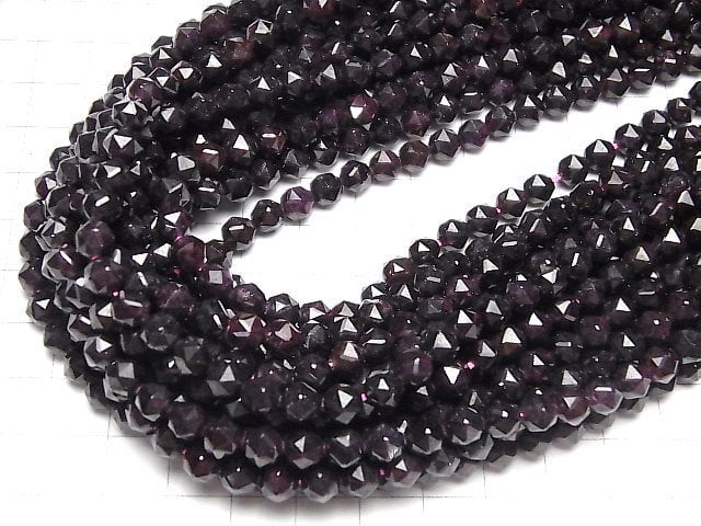 [Video] High Quality! Garnet AA Star Faceted Round 6mm 1strand beads (aprx.15inch / 37cm)