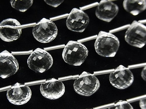 Crystal Quartz, Faceted Briolette, Onion shape Gemstone Beads