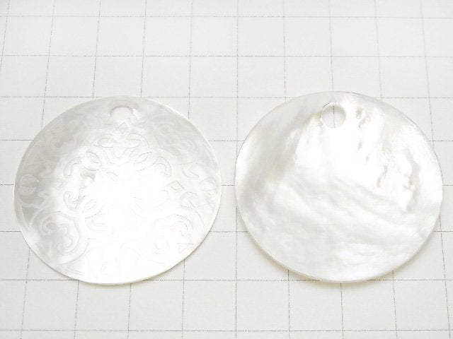 [Video] High Quality White Shell Carved Coin 40x40x2mm 1pc