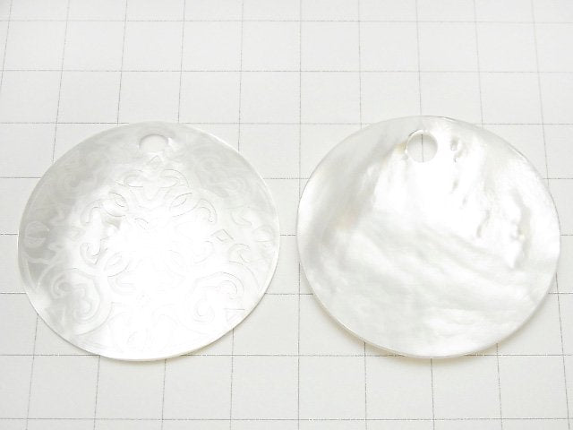 [Video] High Quality White Shell Carved Coin 40x40x2mm 1pc