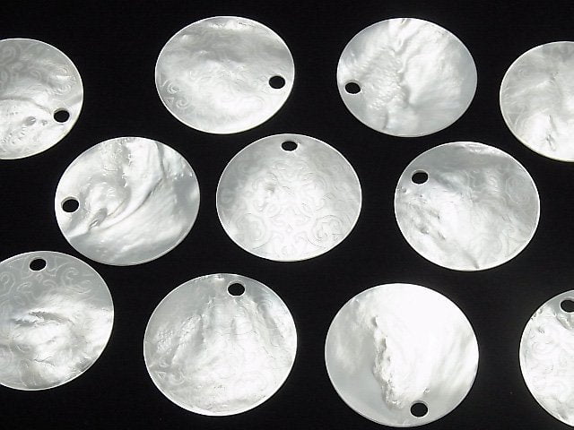 [Video] High Quality White Shell Carved Coin 40x40x2mm 1pc