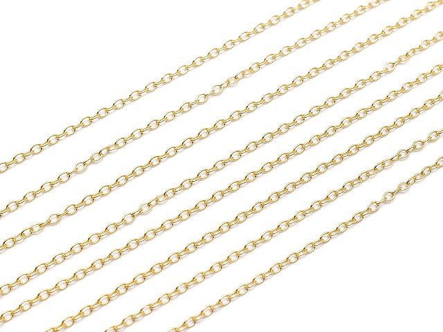 [Video] 14KGF Flat Azuki Chain with Slide Adjuster 1.2mm [46cm] Necklace 1pc