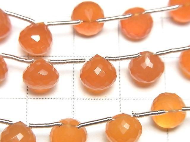 [Video]MicroCut High Quality Carnelian AAA Onion Faceted Briolette 1strand (8pcs)