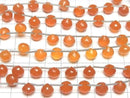 [Video]MicroCut High Quality Carnelian AAA Onion Faceted Briolette 1strand (8pcs)
