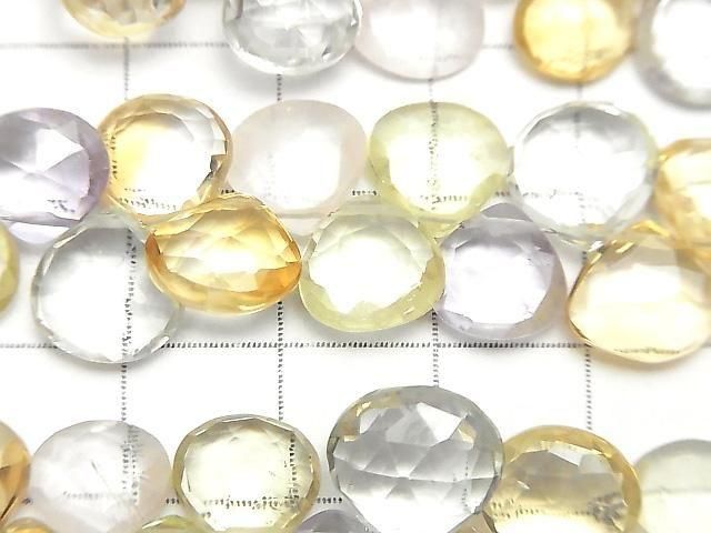 高品質混和刻面栗色水滴形半串或1串珠子（約7英寸/18公分）