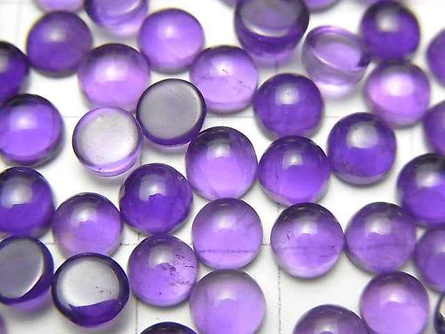 [Video] Zambia High Quality Amethyst AAA- Round Cabochon 5x5mm 5pcs