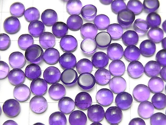 [Video] Zambia High Quality Amethyst AAA- Round Cabochon 5x5mm 5pcs