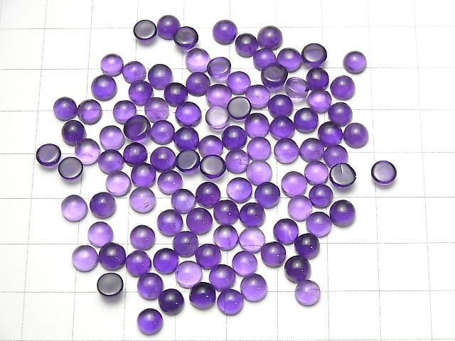 [Video] Zambia High Quality Amethyst AAA- Round Cabochon 5x5mm 5pcs