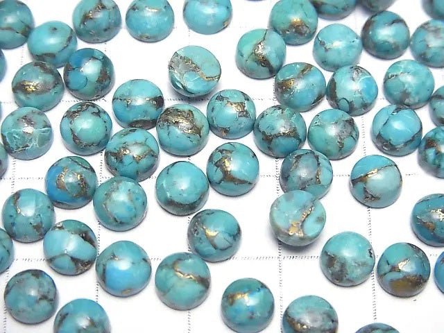 [Video] Blue Copper Turquoise AAA Round Cabochon 6x6mm 5pcs