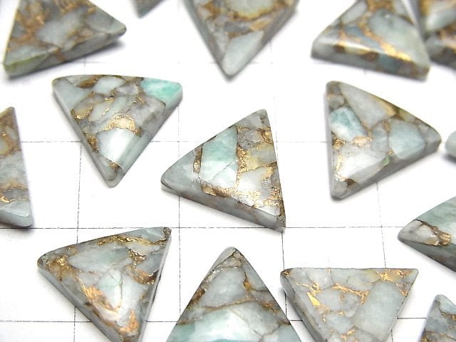 [Video] Copper Amazonite AAA Triangle  Cabochon 12x12mm 4pcs