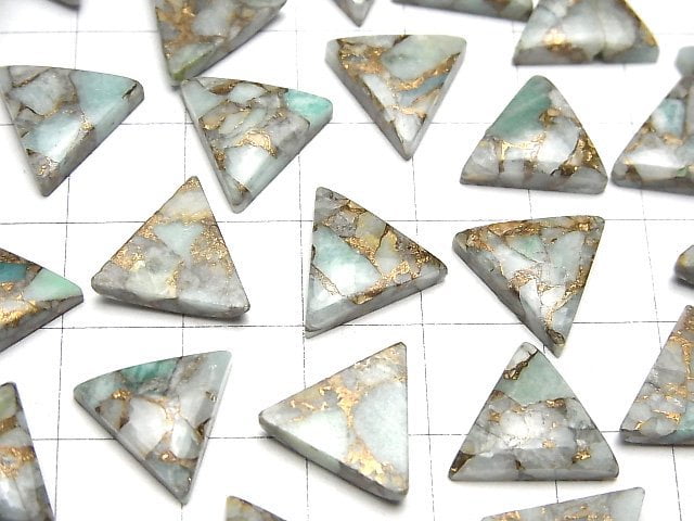 [Video] Copper Amazonite AAA Triangle  Cabochon 12x12mm 4pcs